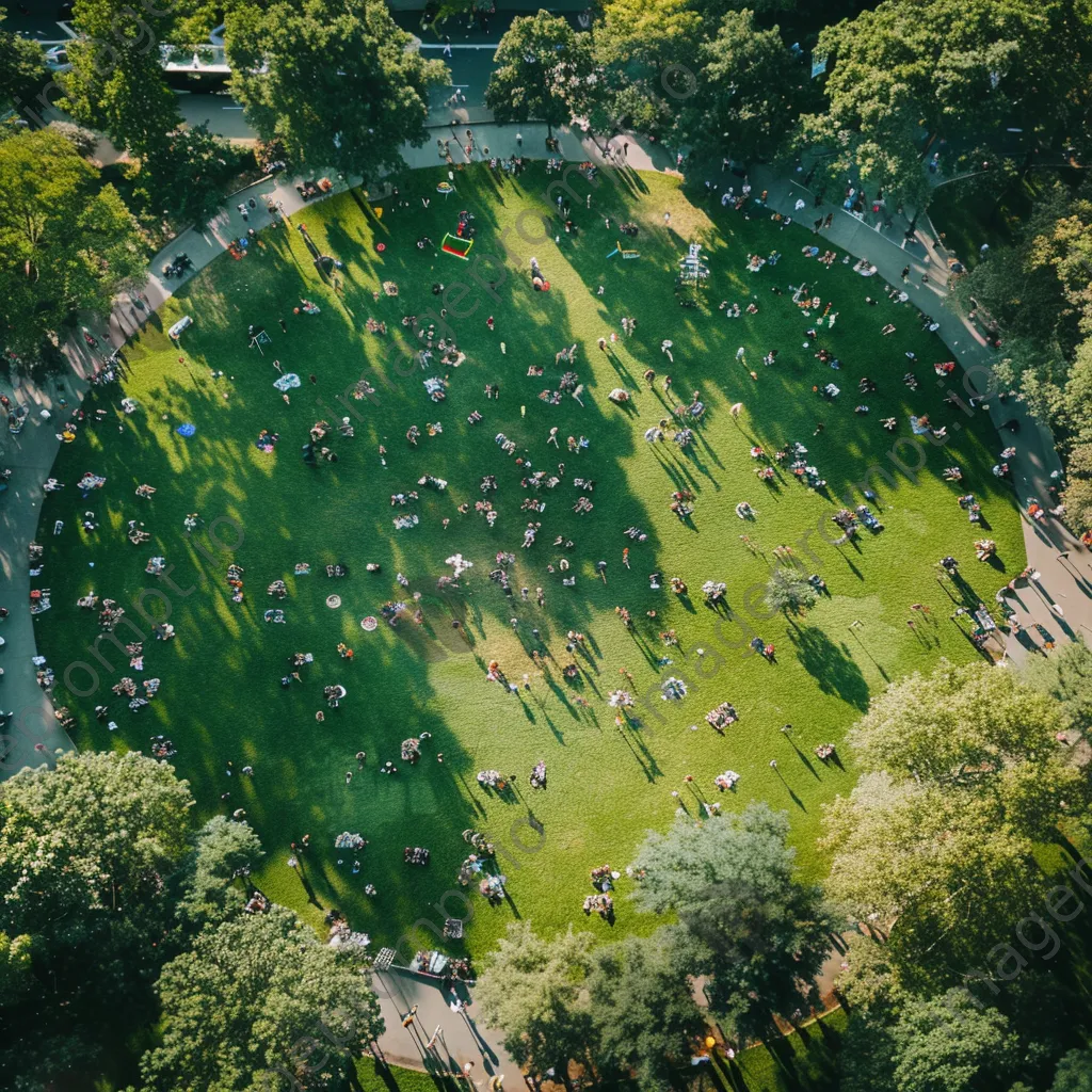 Aerial view of a busy city park in summer - Image 4