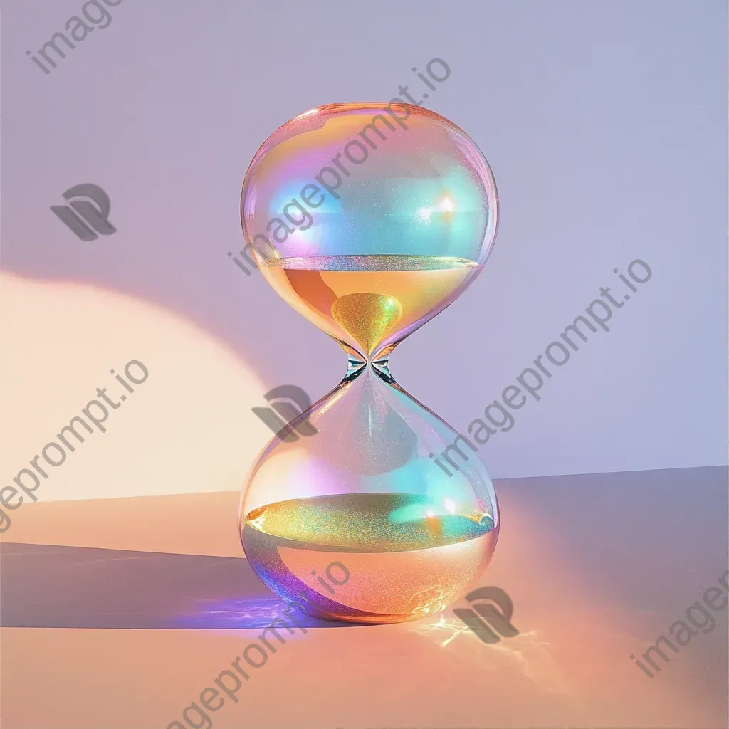 Minimalistic magical hourglass with rainbow hues represented in the sands - Image 1