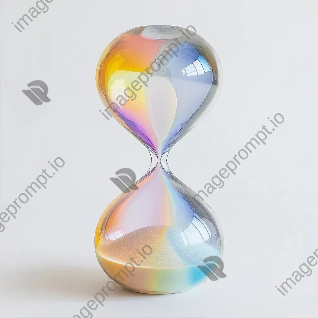 Minimalistic magical hourglass with rainbow hues represented in the sands - Image 2