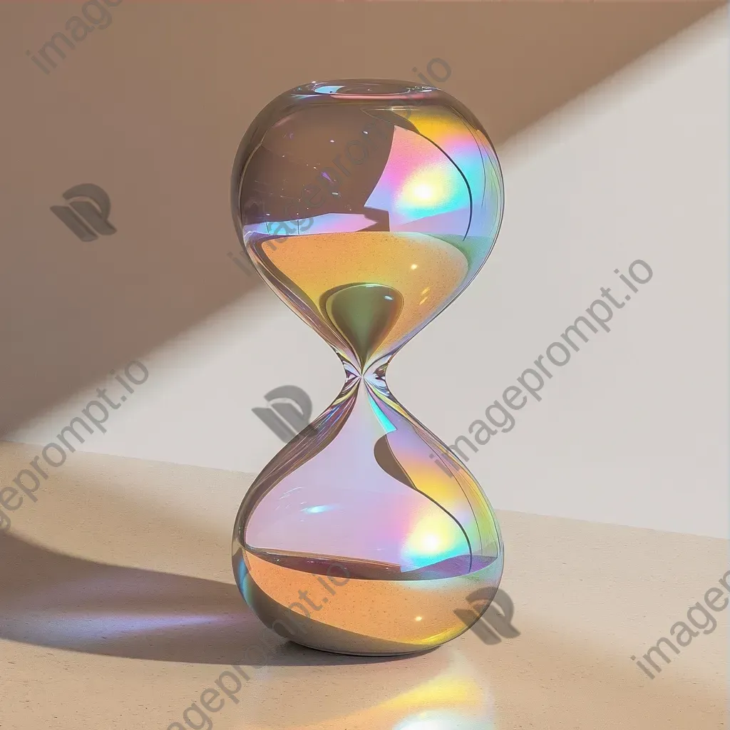 Minimalistic magical hourglass with rainbow hues represented in the sands - Image 3