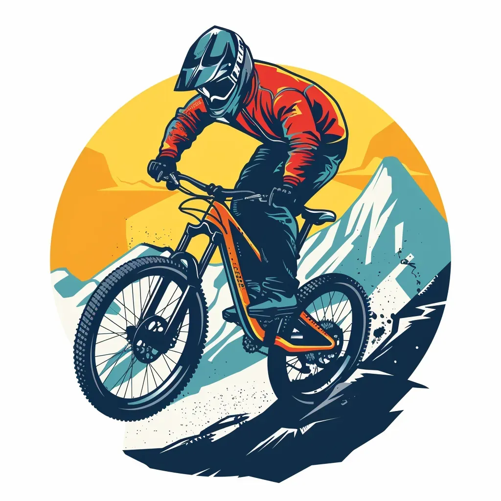 Extreme sports brand logo with mountain biker in jump - Image 1