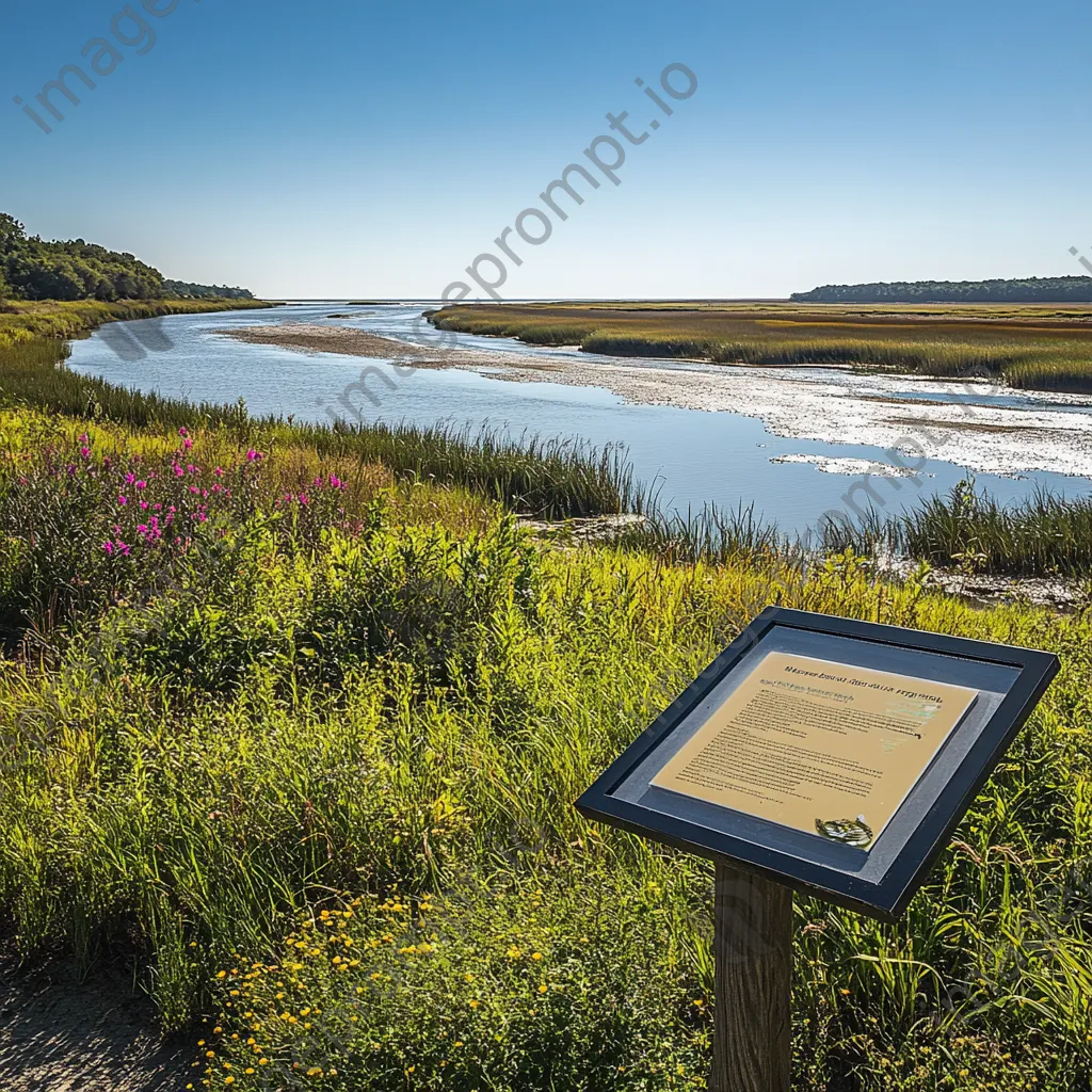 Interpretative sign and plants at coastal estuary - Image 3