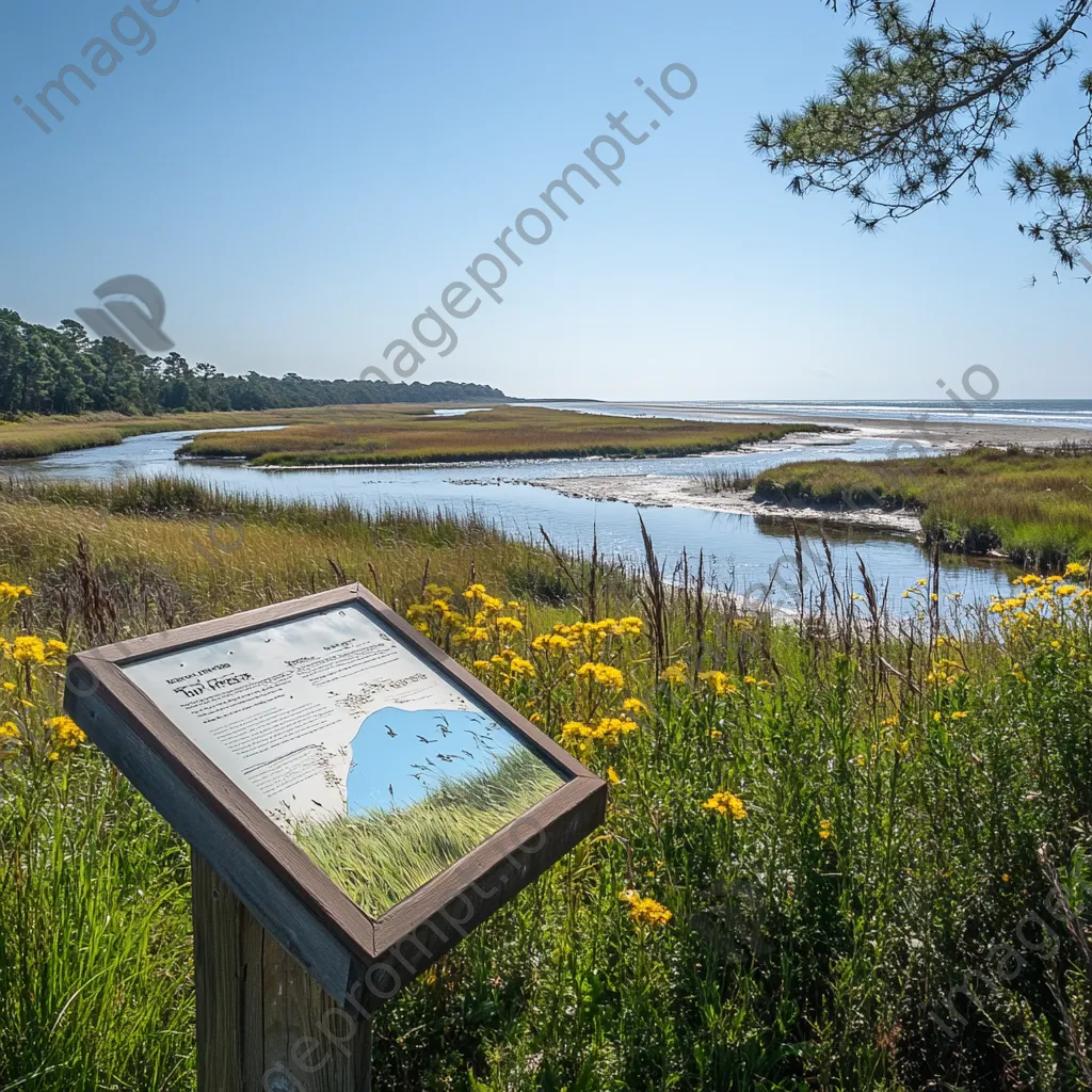 Interpretative sign and plants at coastal estuary - Image 4