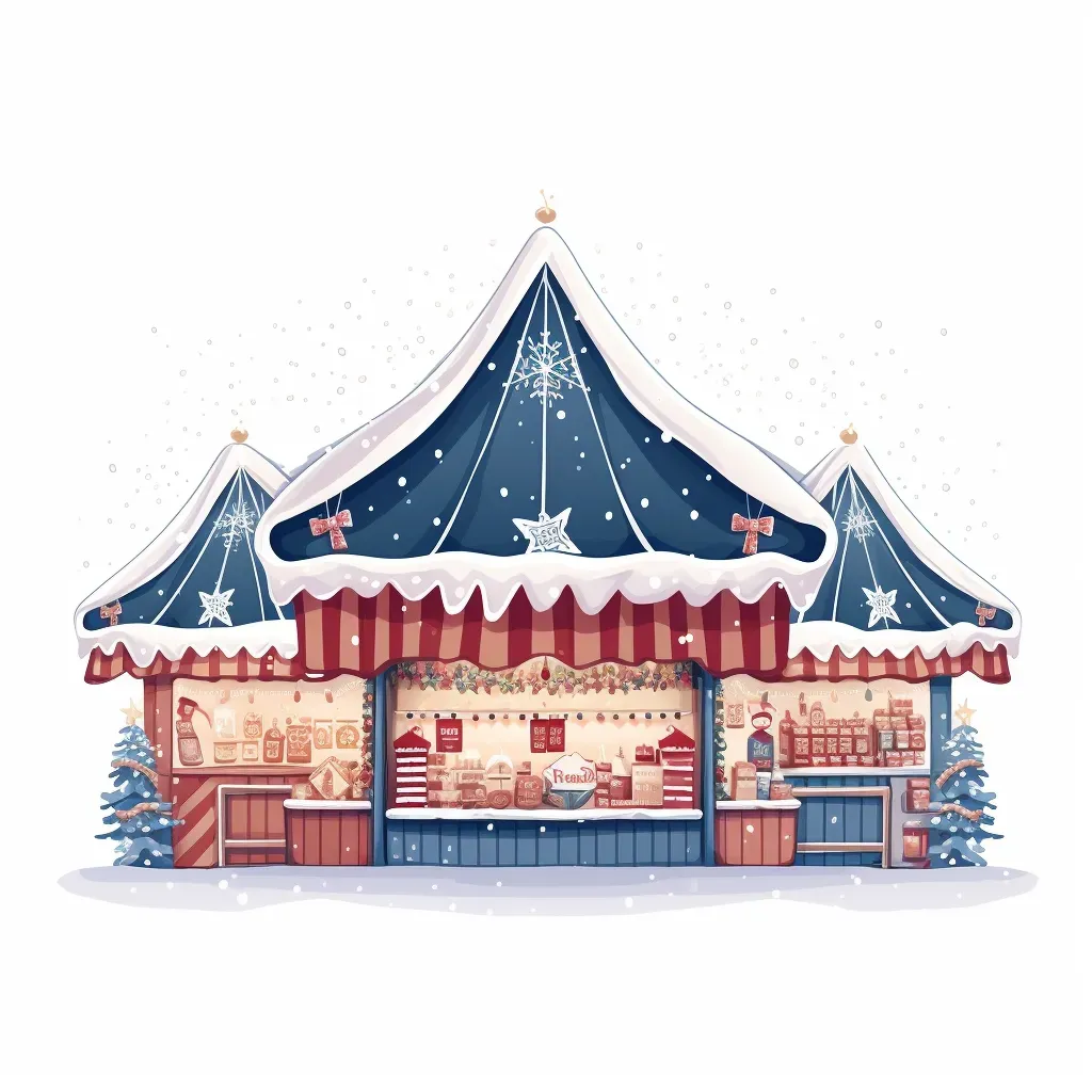 Winter Wonderland Market Logo with Festive Market Stall