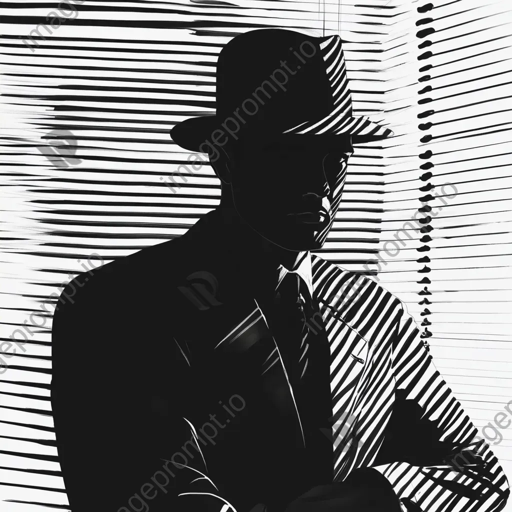 Line art drawing of a classic film noir detective in his office - Image 4