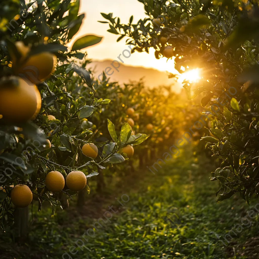 Citrus orchard glowing in the sunset light - Image 2