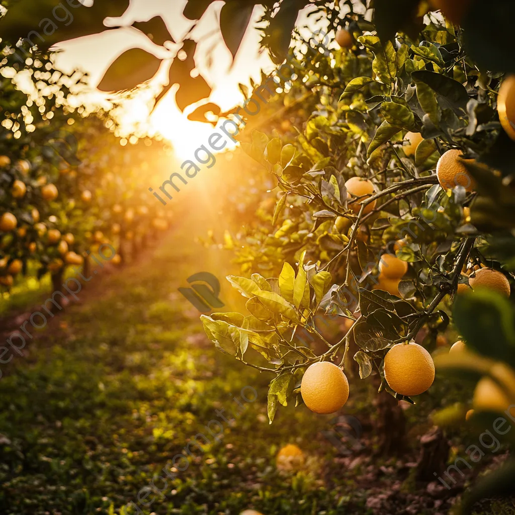 Citrus orchard glowing in the sunset light - Image 3