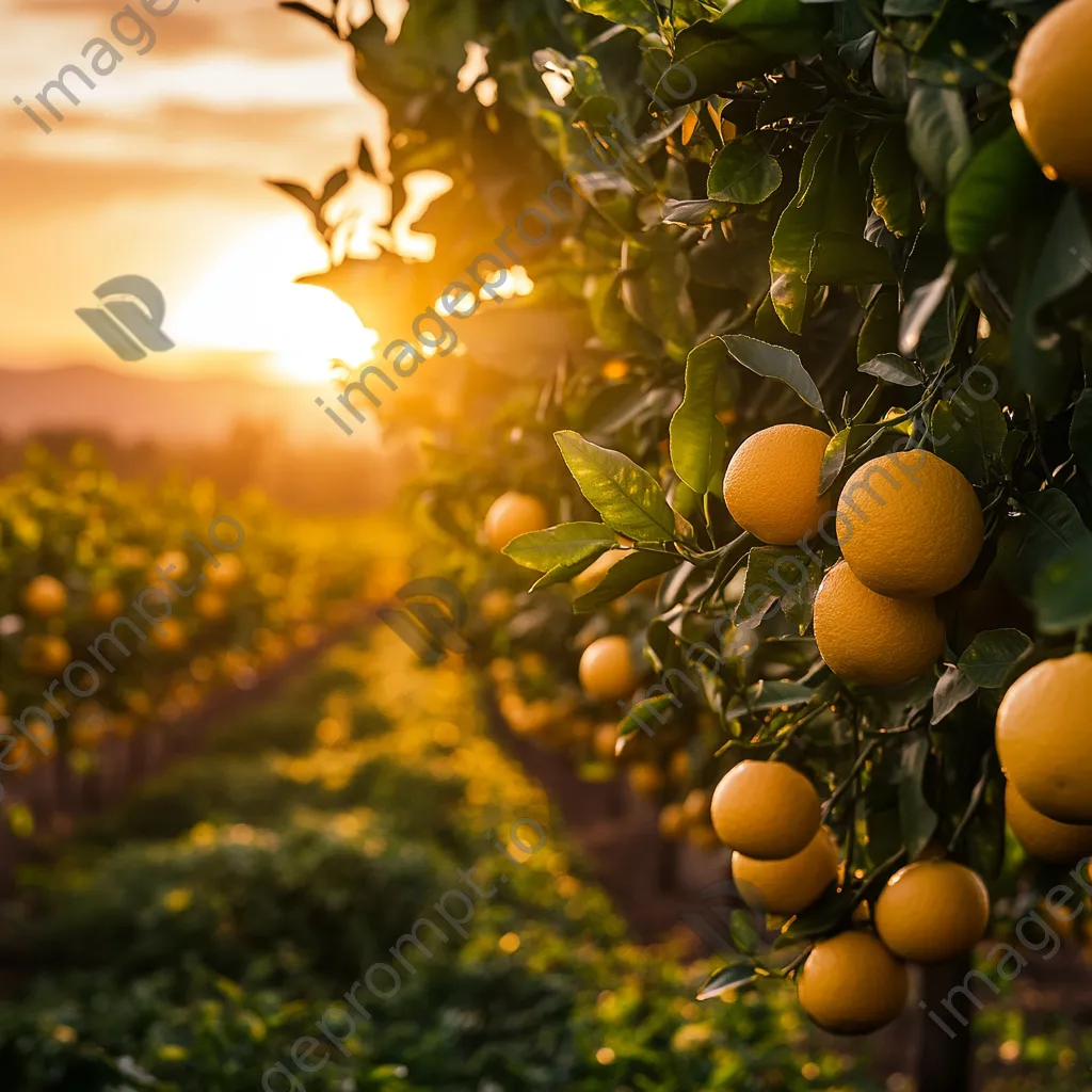 Citrus orchard glowing in the sunset light - Image 4