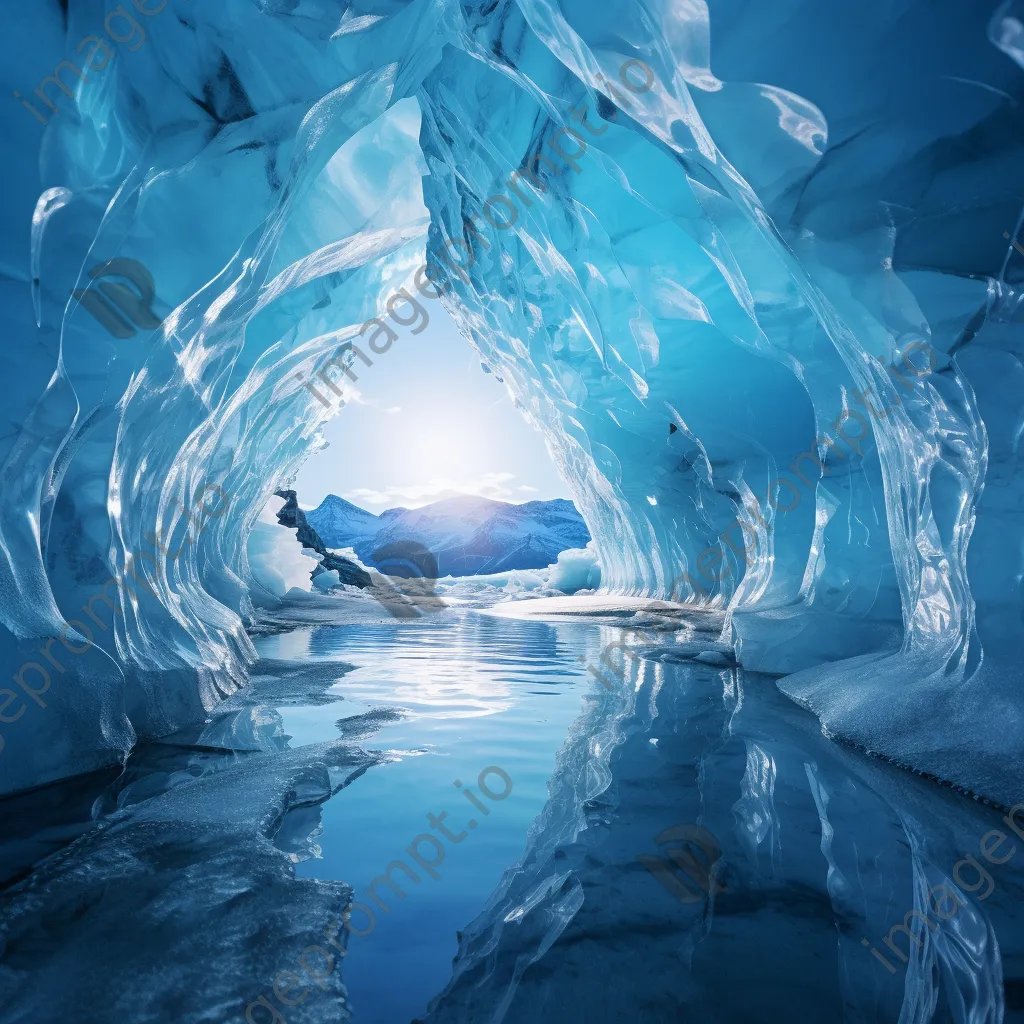 Ethereal blue ice corridor within a glacier with smooth passages - Image 1