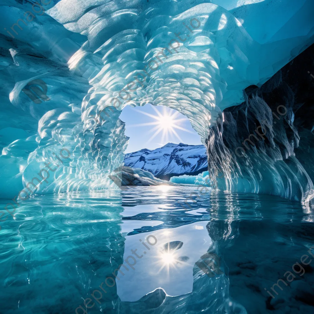 Ethereal blue ice corridor within a glacier with smooth passages - Image 2