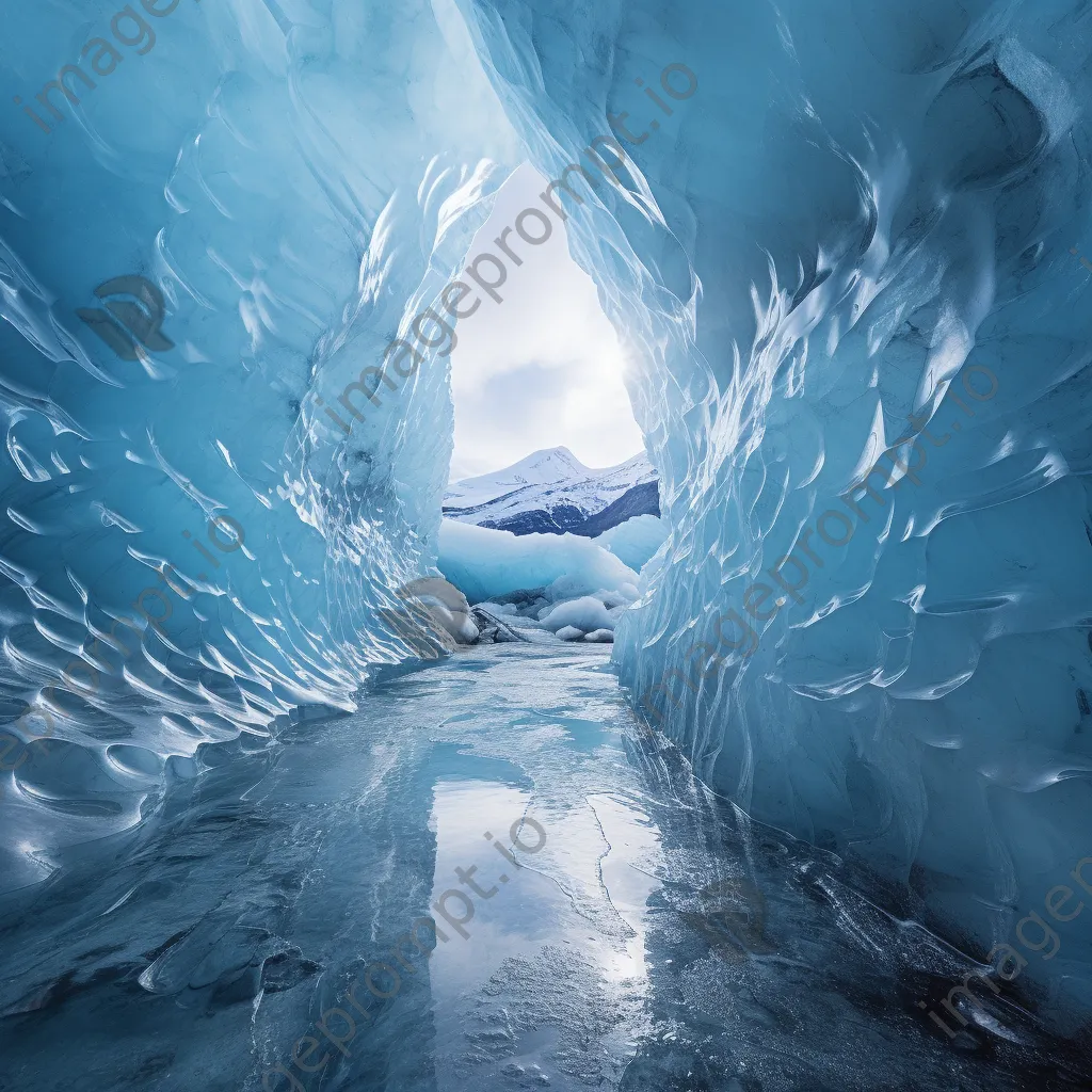 Ethereal blue ice corridor within a glacier with smooth passages - Image 4