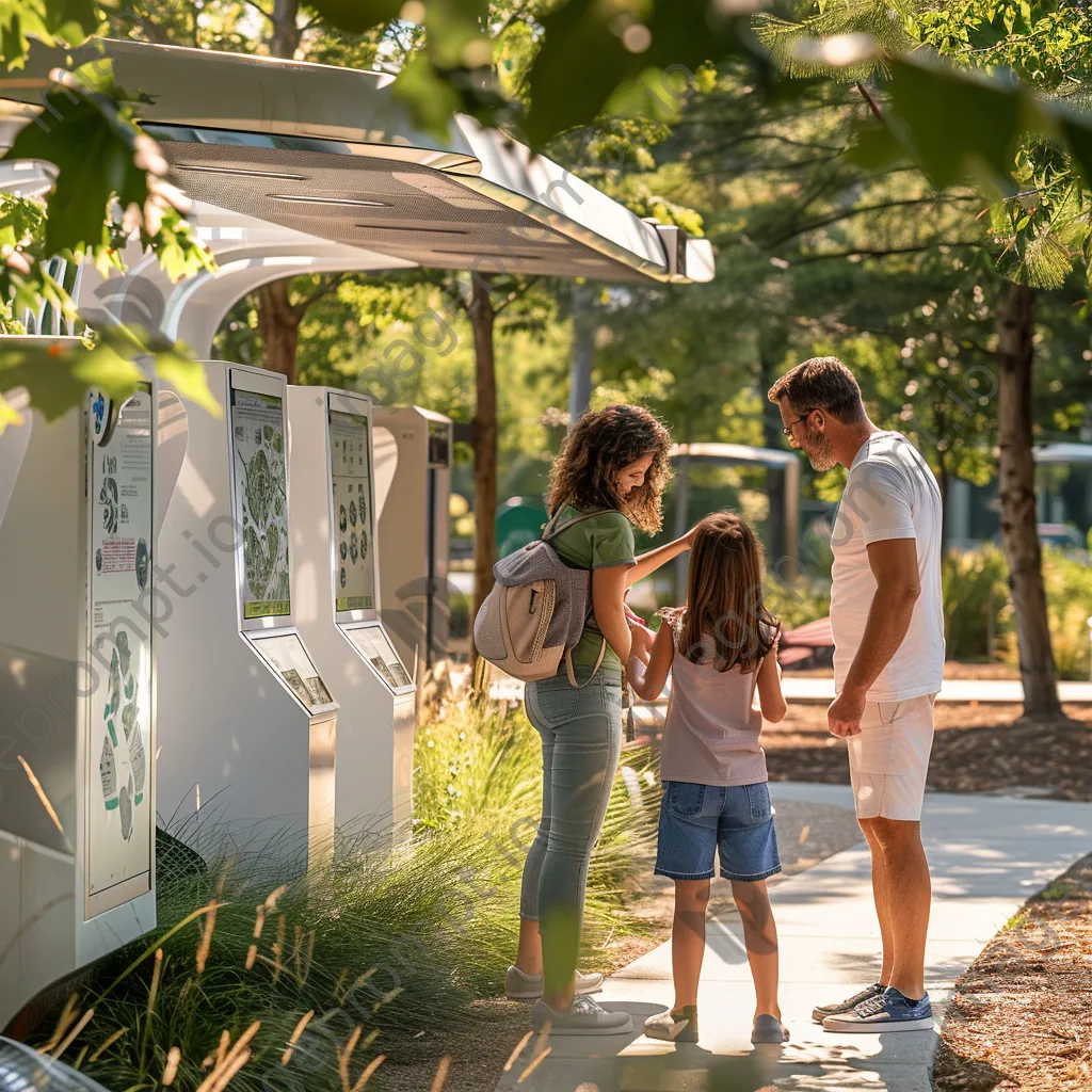 Family interacting with installations in a smart public park - Image 4