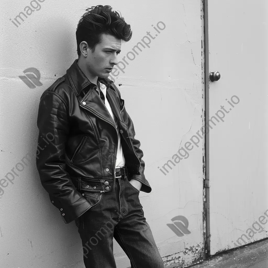 1950s greaser fashion leather jackets and rolled-up jeans - Image 4