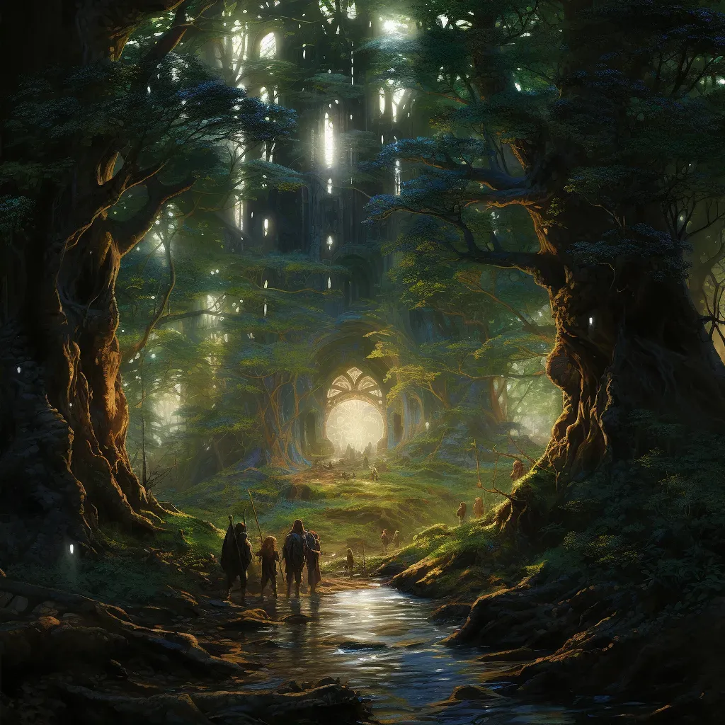 Magical scene of enchanted forest of Aelfheim with whispering trees - Image 2