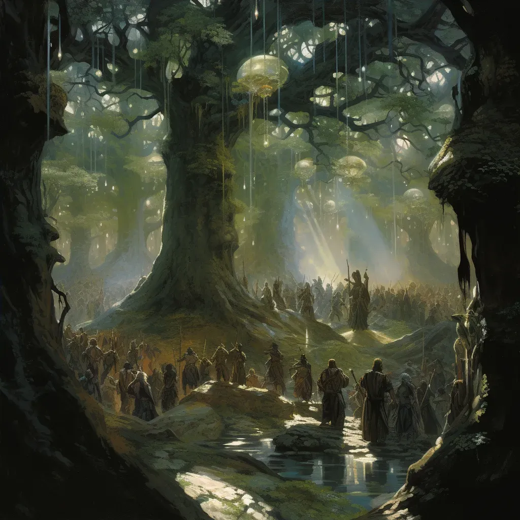 Magical scene of enchanted forest of Aelfheim with whispering trees - Image 4