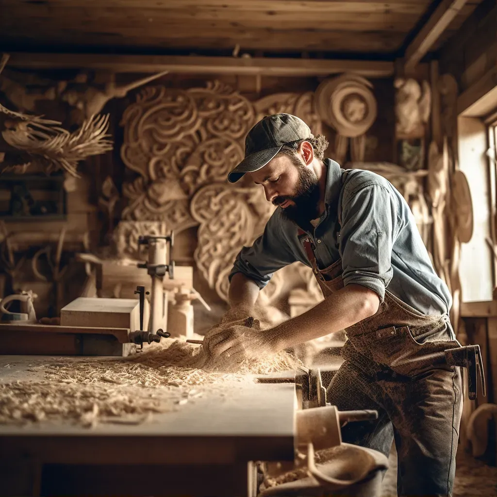 Woodworker in workshop - Image 1