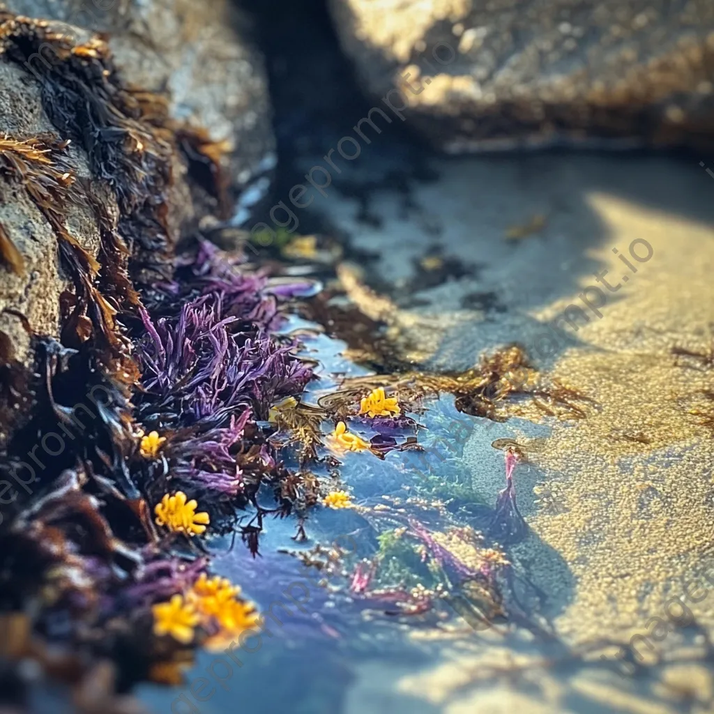 Macro shot of seaweed and tiny crabs in a rock pool - Image 1