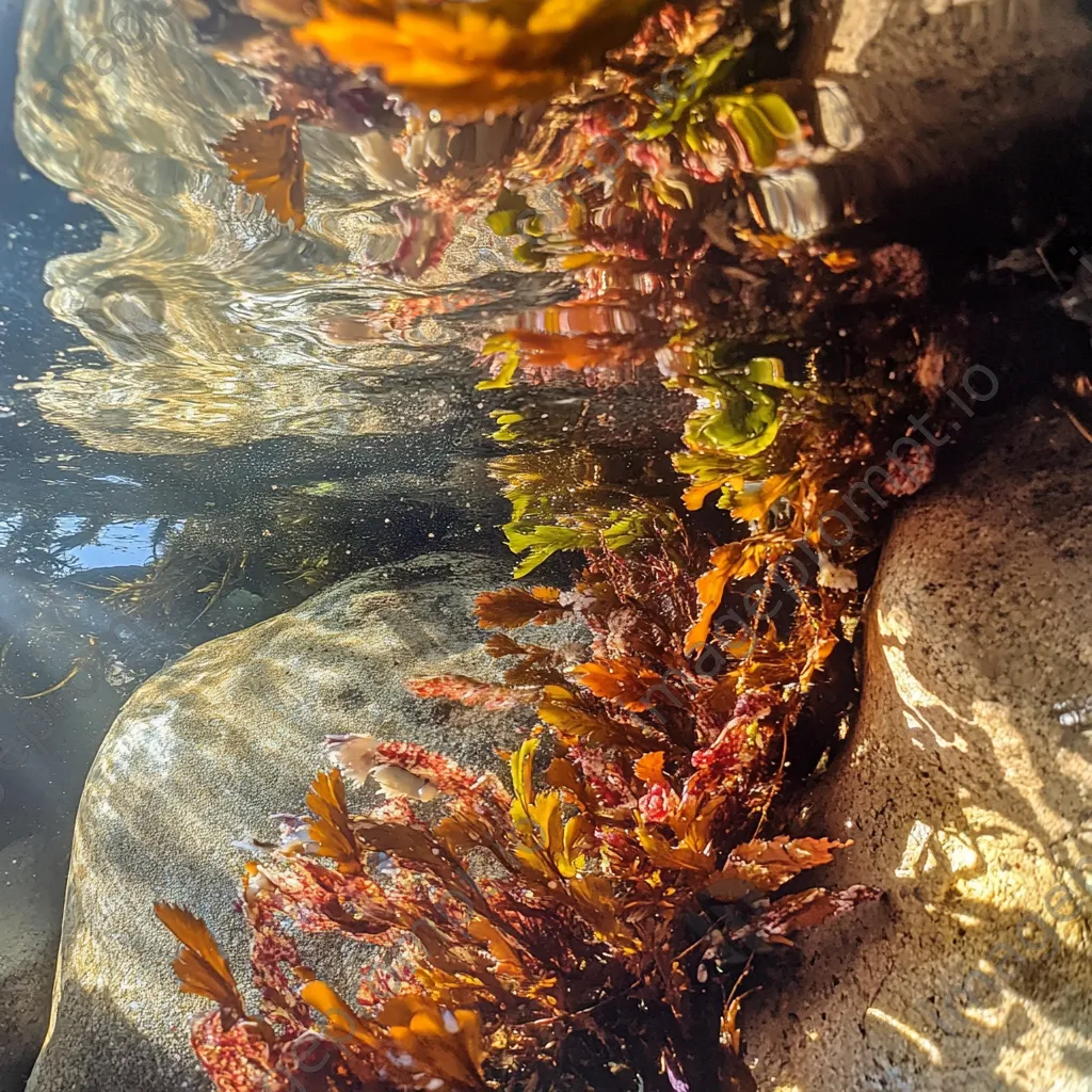 Macro shot of seaweed and tiny crabs in a rock pool - Image 2