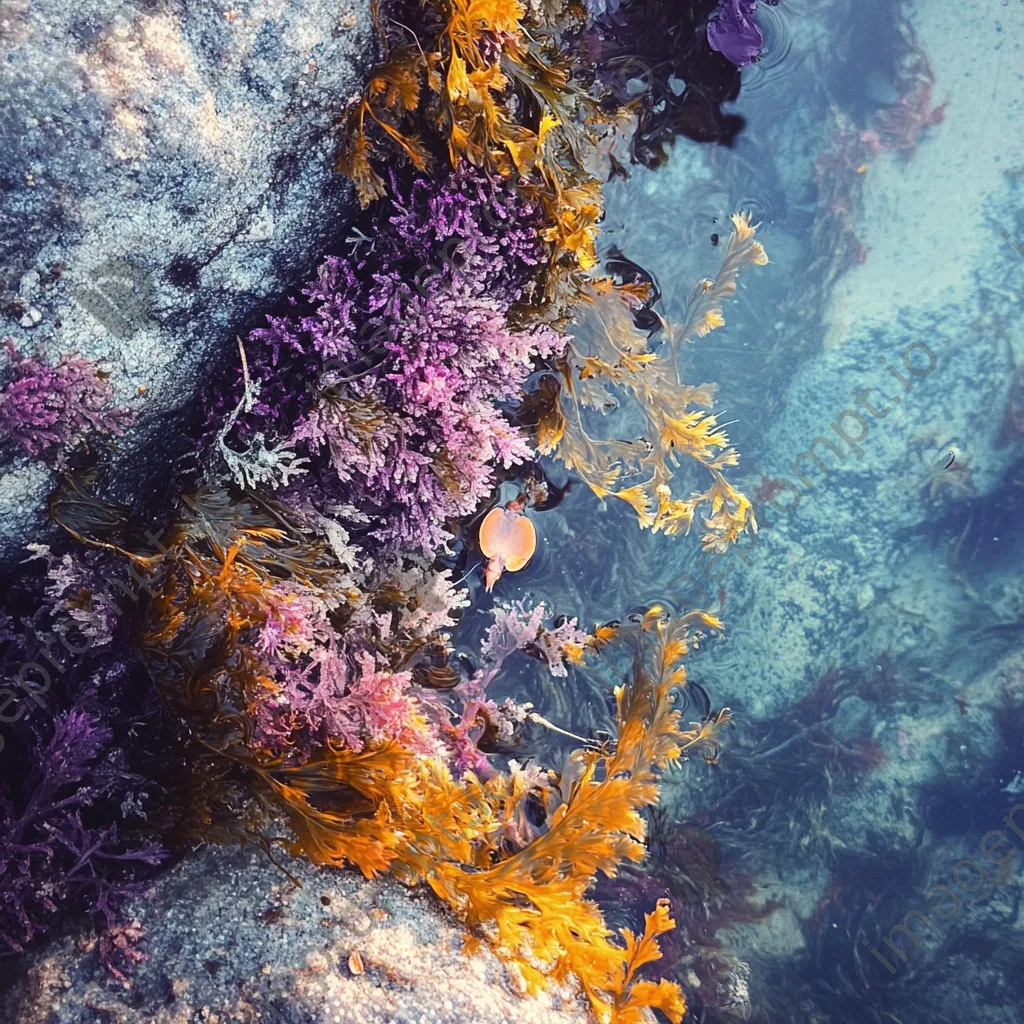 Macro shot of seaweed and tiny crabs in a rock pool - Image 4