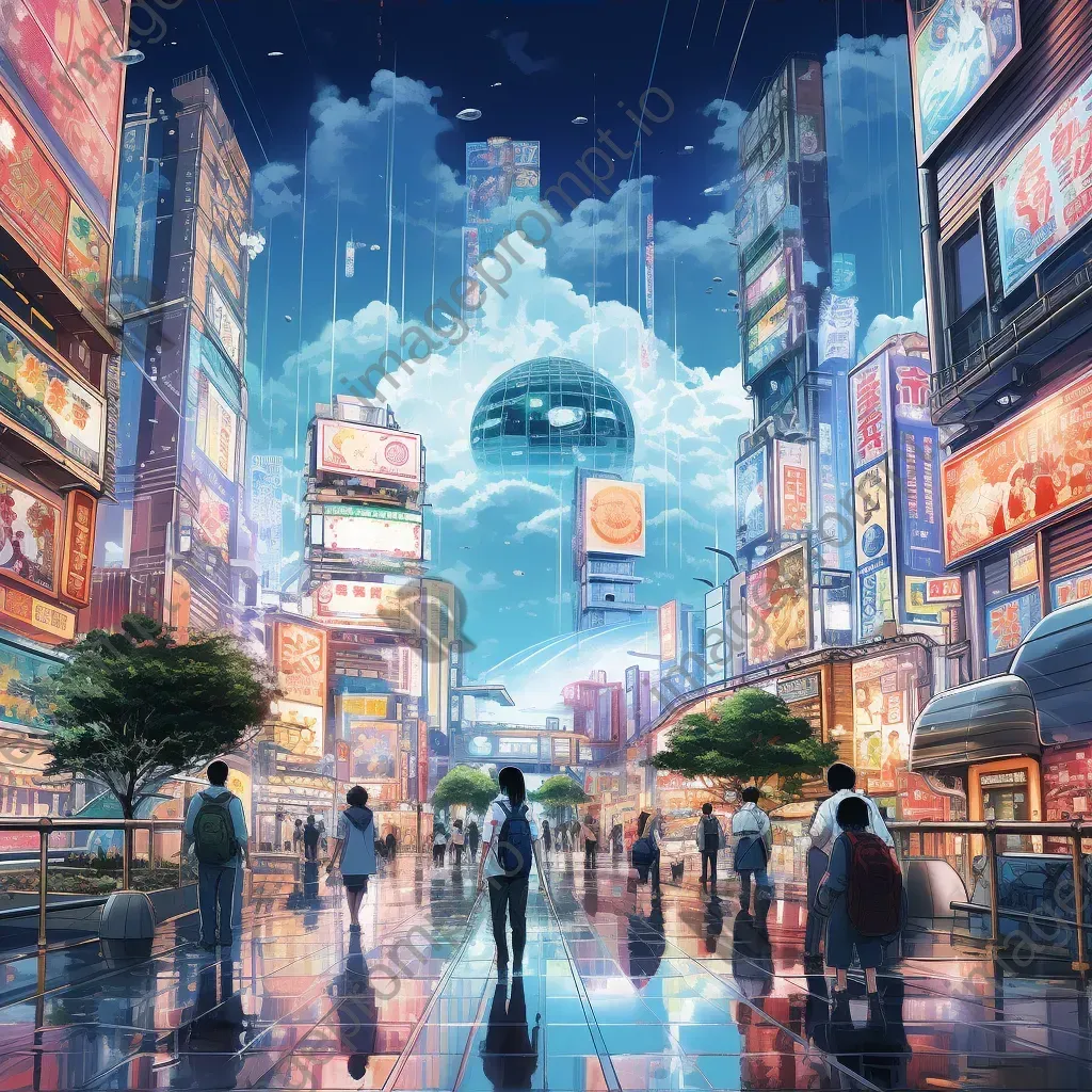 Futuristic, holographic cityscape basking in Neo-Tokyo aesthetics to illustrate the concept of Simulacra and Simulation - Image 4