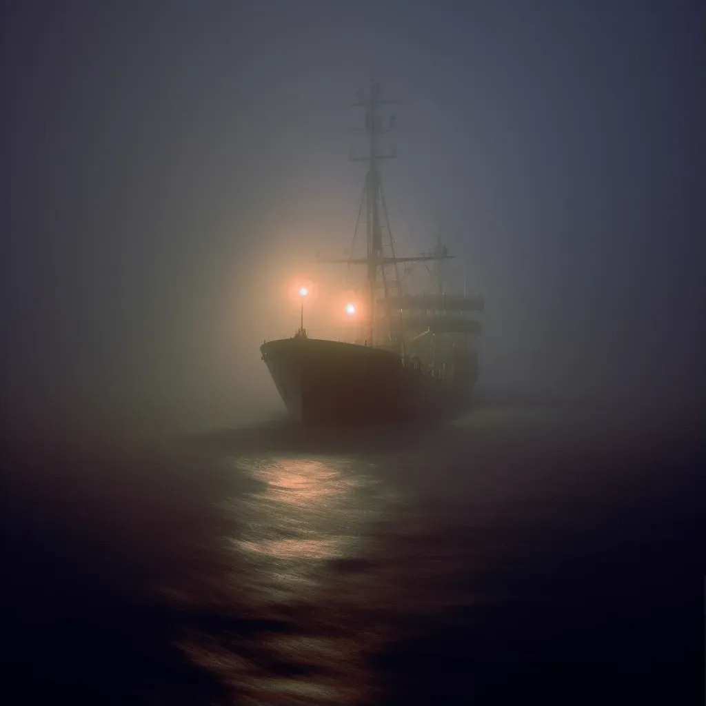 Ship Navigating Through Dense Fog - Image 1