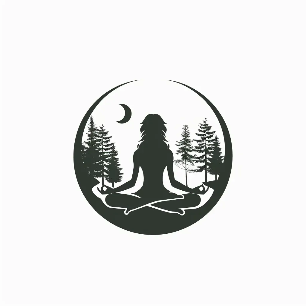 Yoga apparel brand logo with meditating silhouette in nature - Image 1