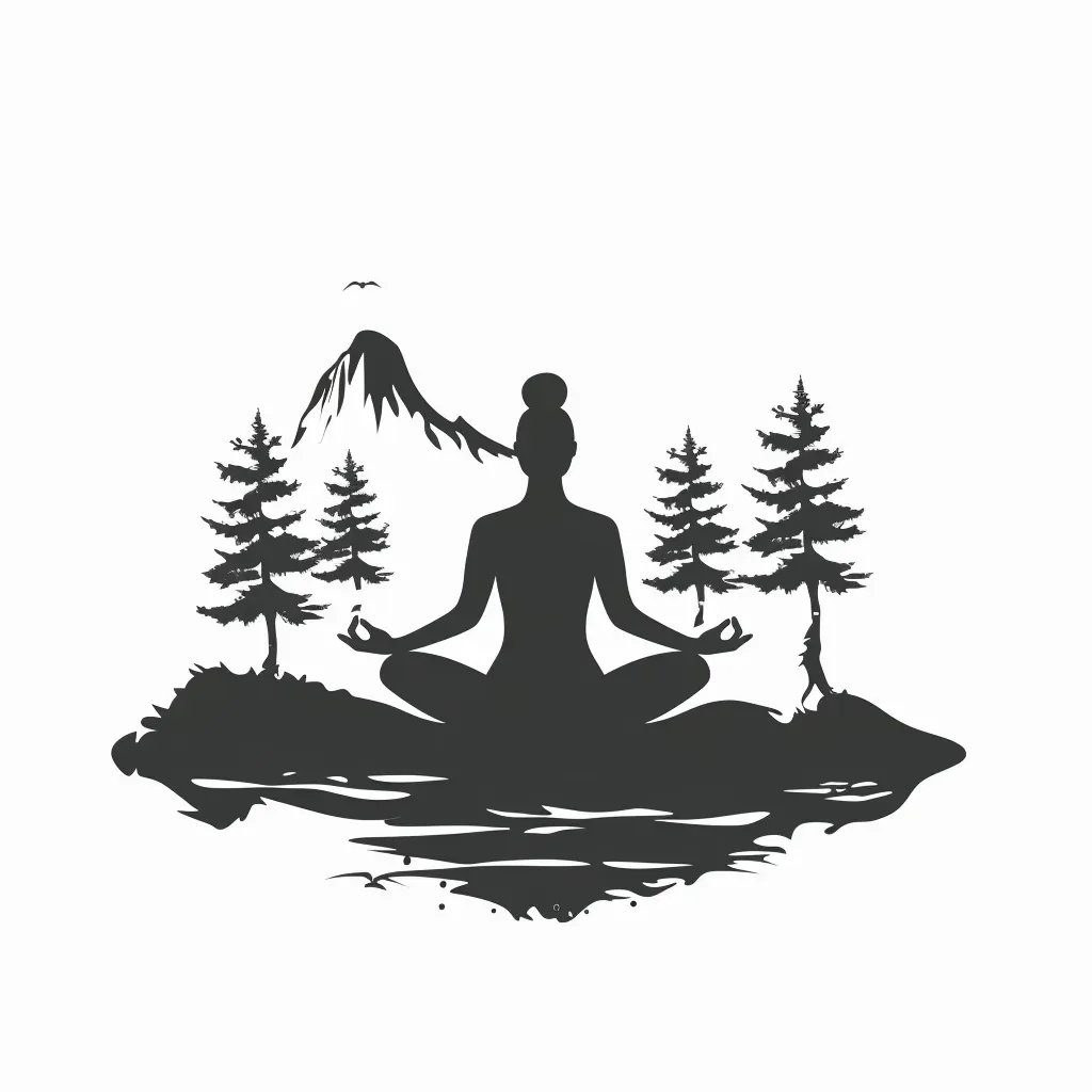 Yoga apparel brand logo with meditating silhouette in nature - Image 2