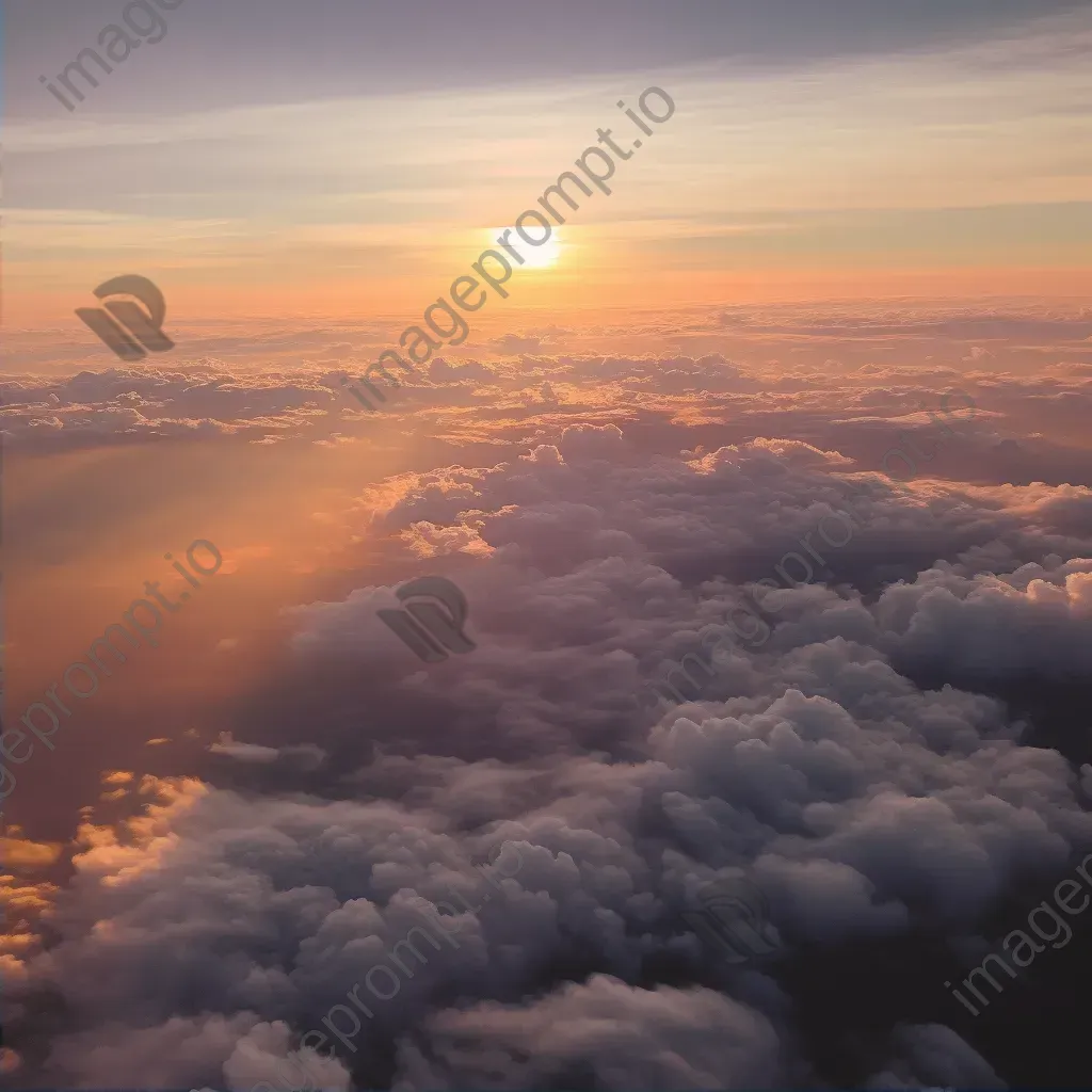 Sunset above clouds creating colorful sky seen from airplane window - Image 2