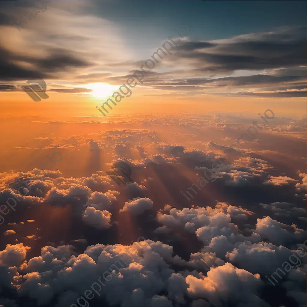 Sunset above clouds creating colorful sky seen from airplane window - Image 3