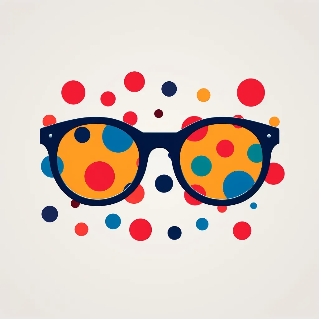 Logo with stylized glasses in red and blue colors - Image 1