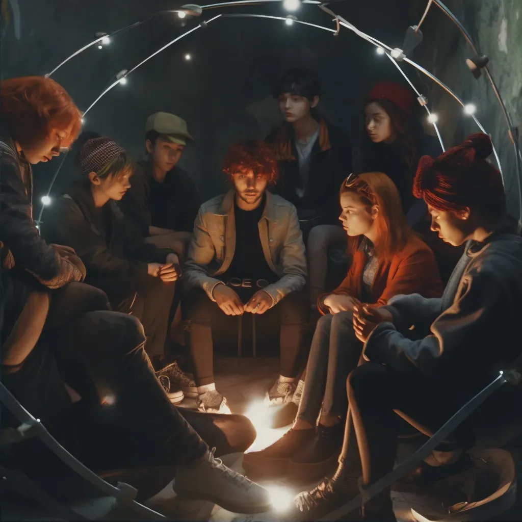 Image of a group of young people sitting in a circle, each absorbed in their own virtual reality - Image 2