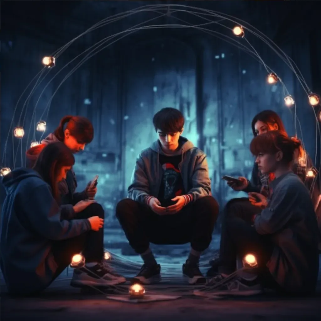 Image of a group of young people sitting in a circle, each absorbed in their own virtual reality - Image 4