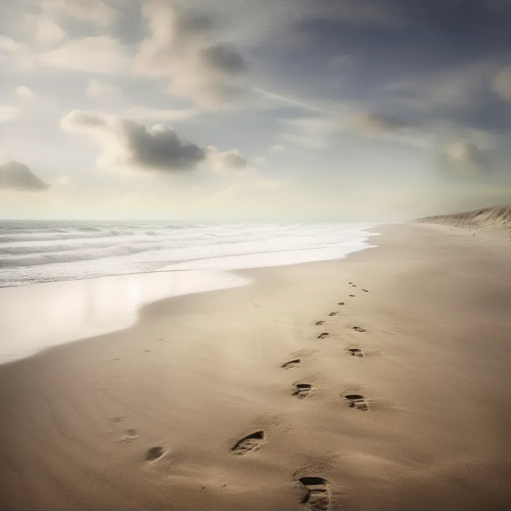 Serene beach with fading footprints in the sand - Image 2