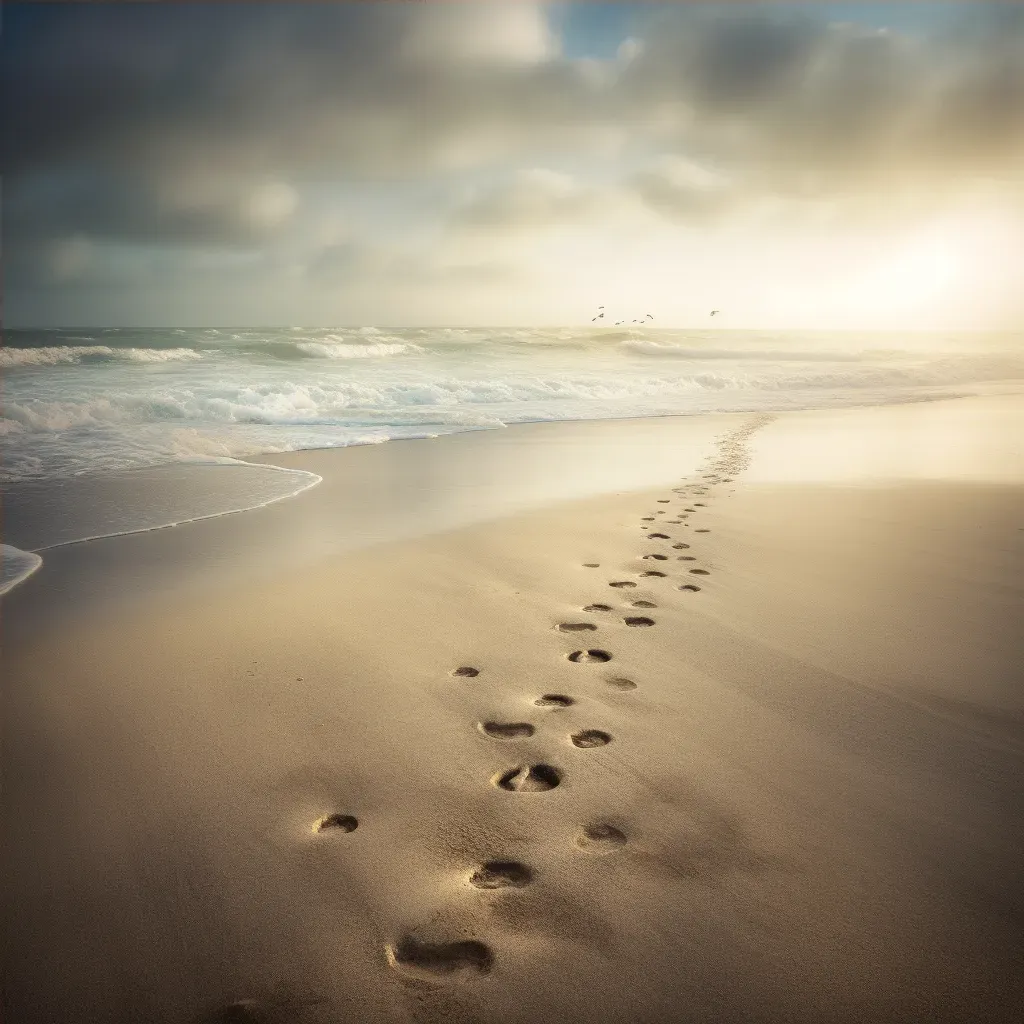 Serene beach with fading footprints in the sand - Image 4