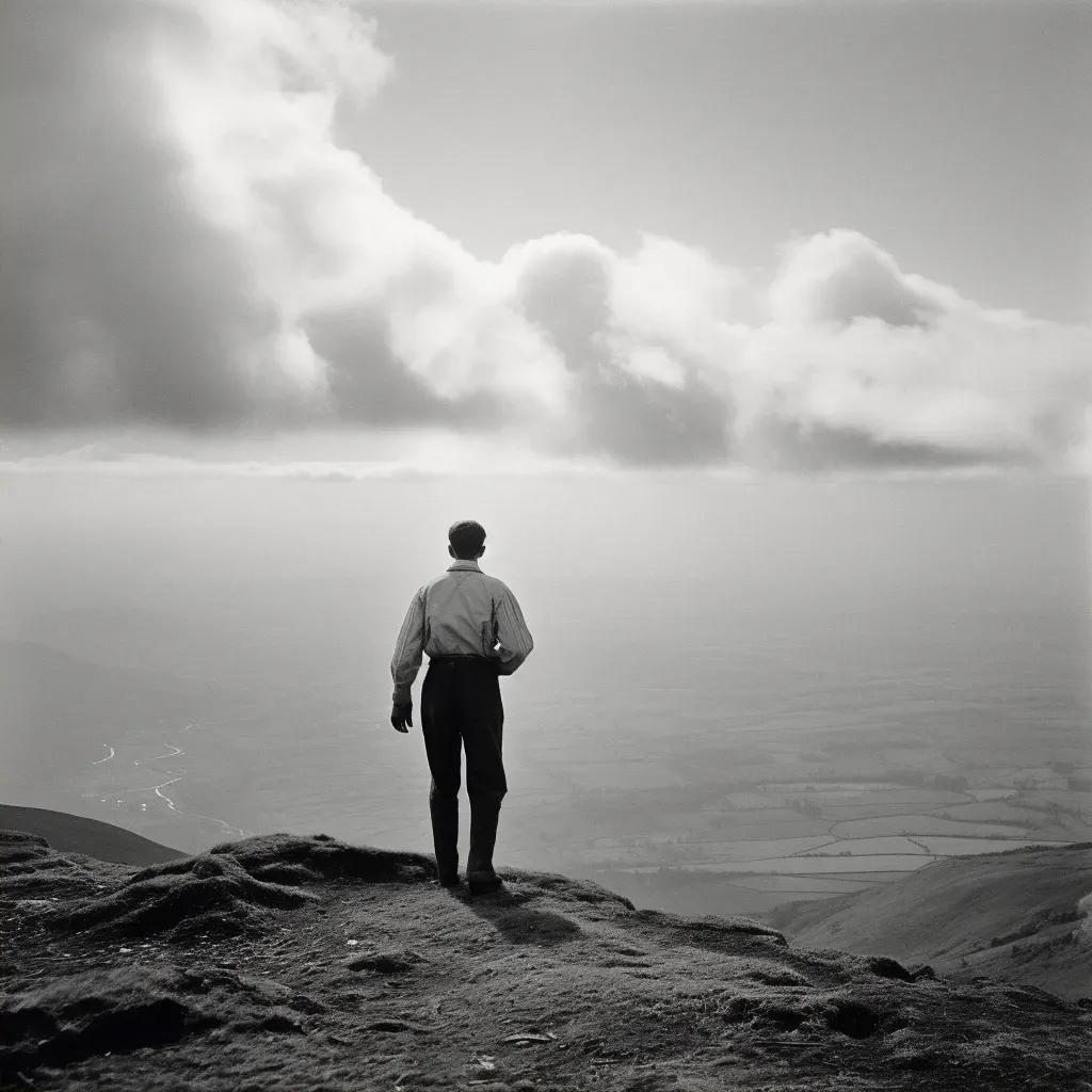 Person at mountaintop gazing at horizon after climb - Image 2