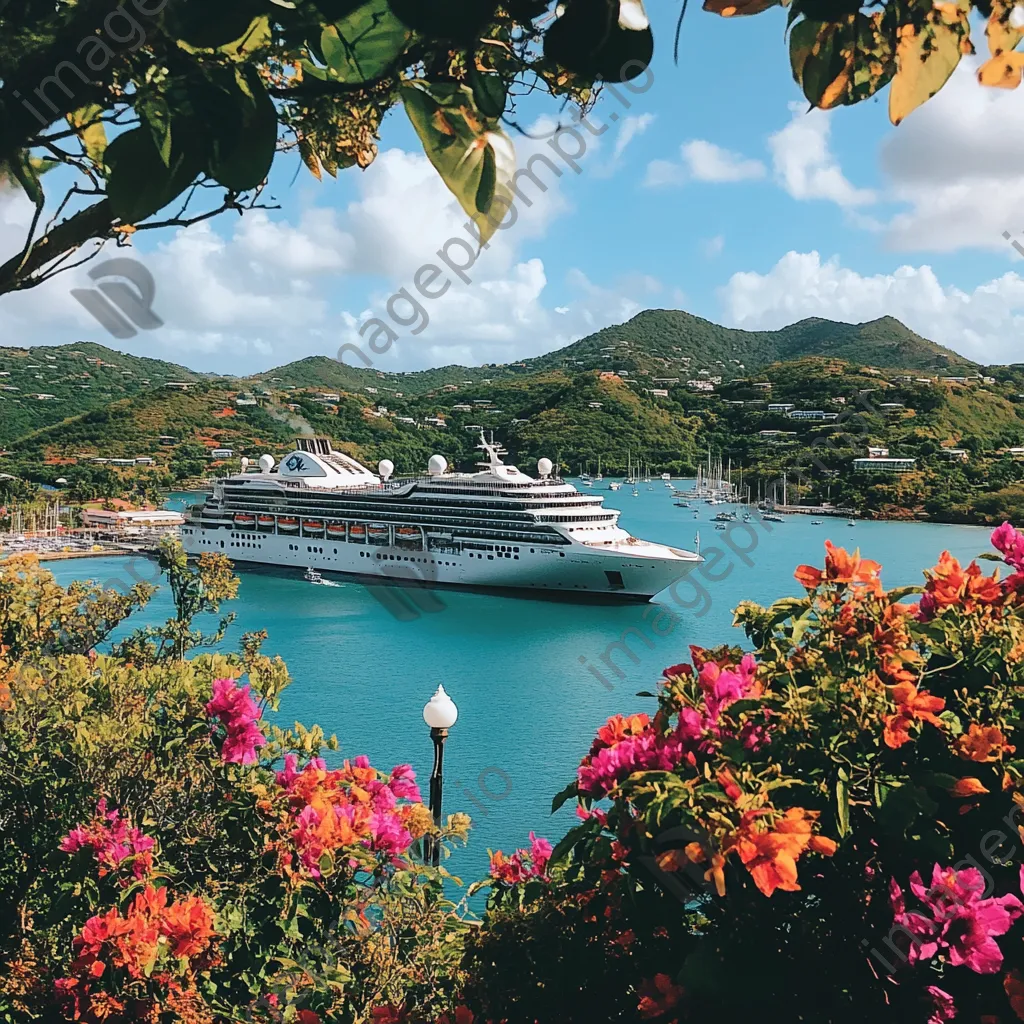 Luxury cruise ship at picturesque harbor. - Image 2