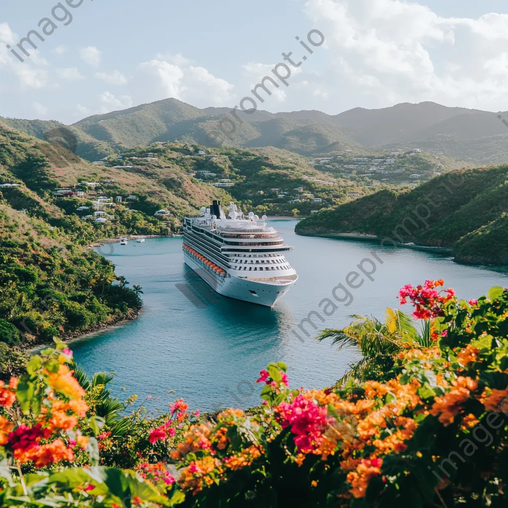 Luxury cruise ship at picturesque harbor. - Image 3