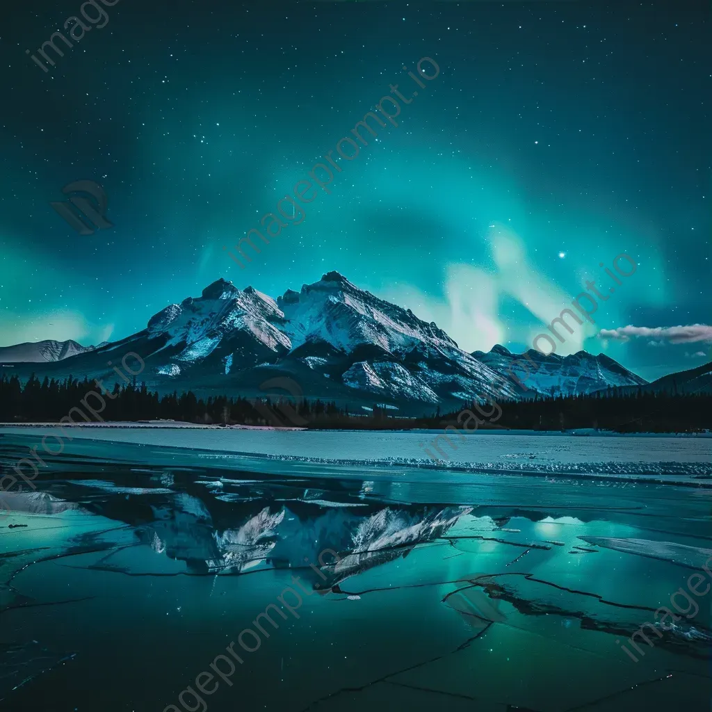 Aurora borealis over snowy mountain peak - Image 3