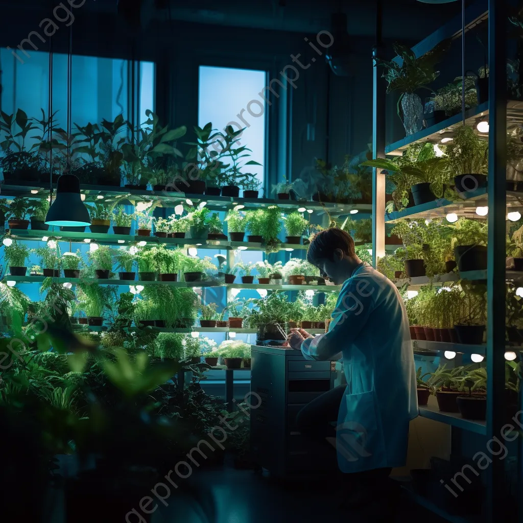 Researcher examining plant samples in a bioengineering lab. - Image 4