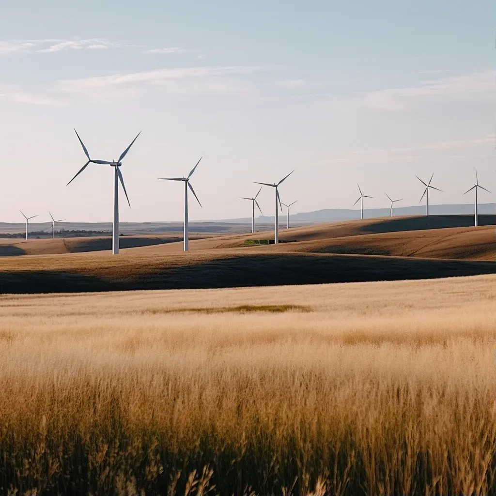 Wind turbines in serene landscape representing clean energy concept - Image 1