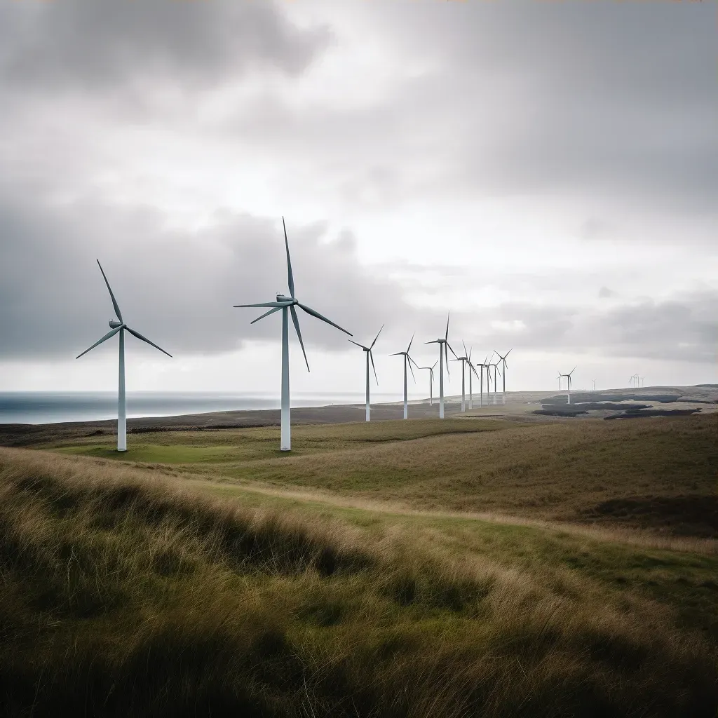 Wind turbines in serene landscape representing clean energy concept - Image 3