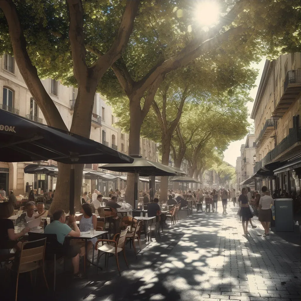 European city street with cafés and outdoor tables - Image 3