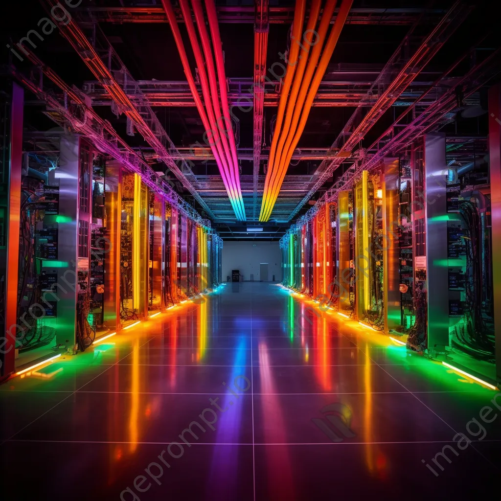 Aerial view of a cloud storage facility with fiber optic cables and organized racks. - Image 4