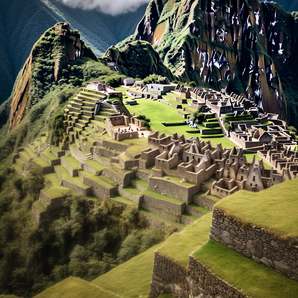 Machu Picchu ancient ruins with llamas grazing on the mountainside - Image 2