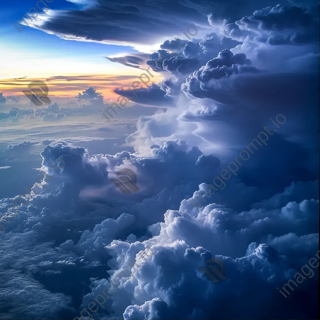 Dramatic thunderstorm clouds seen from airplane in aerial shot - Image 1