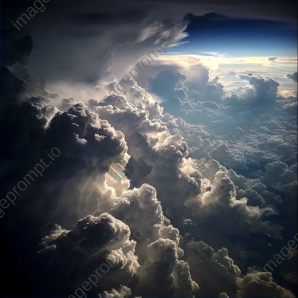 Dramatic thunderstorm clouds seen from airplane in aerial shot - Image 2