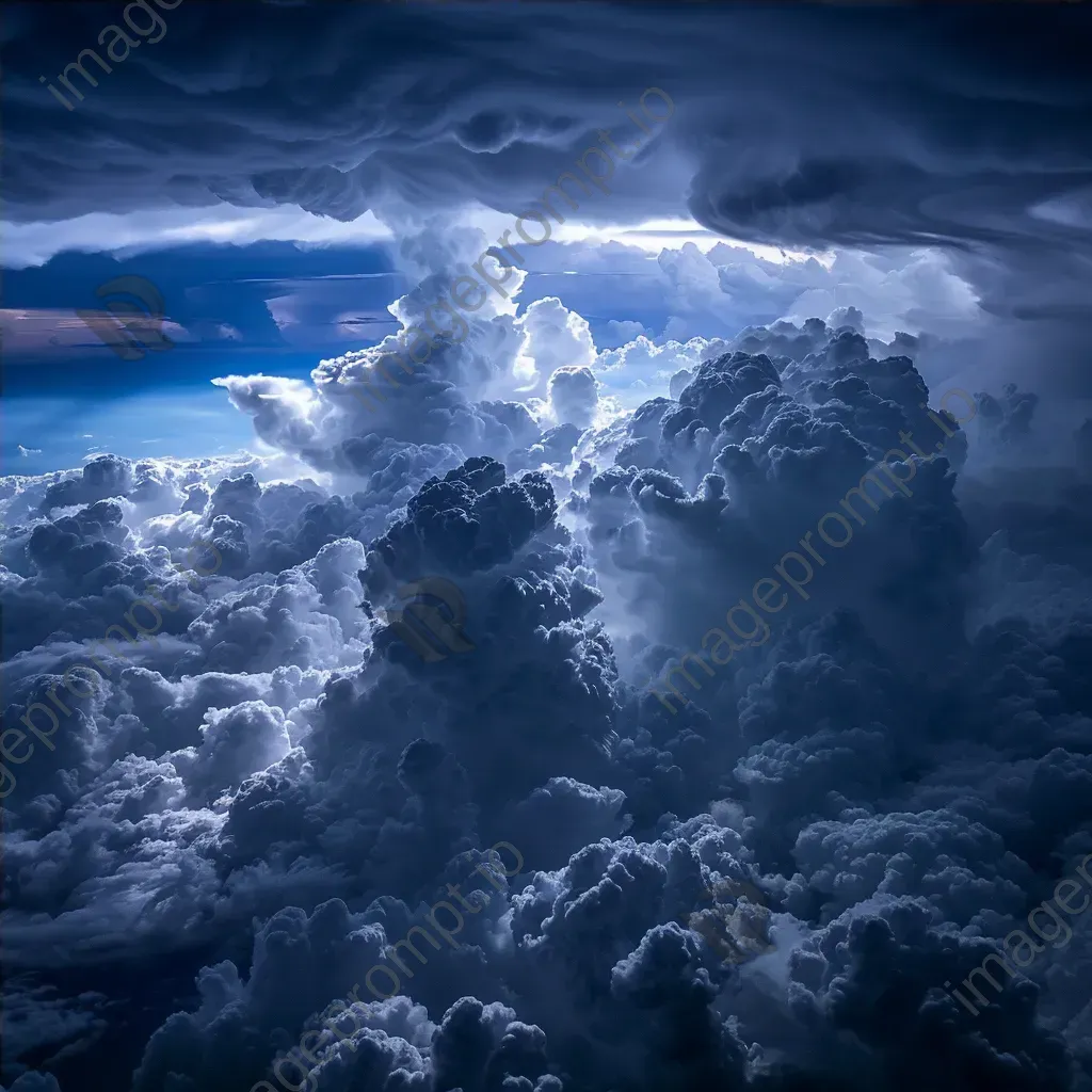 Dramatic thunderstorm clouds seen from airplane in aerial shot - Image 4