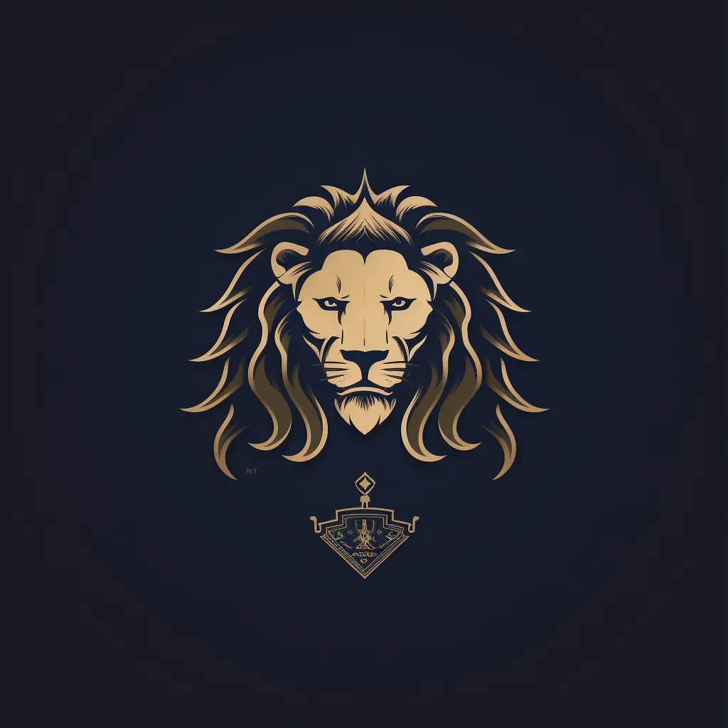 Elegant and sophisticated logo for a wealth management firm with a lion crown icon in gold and navy - Image 3