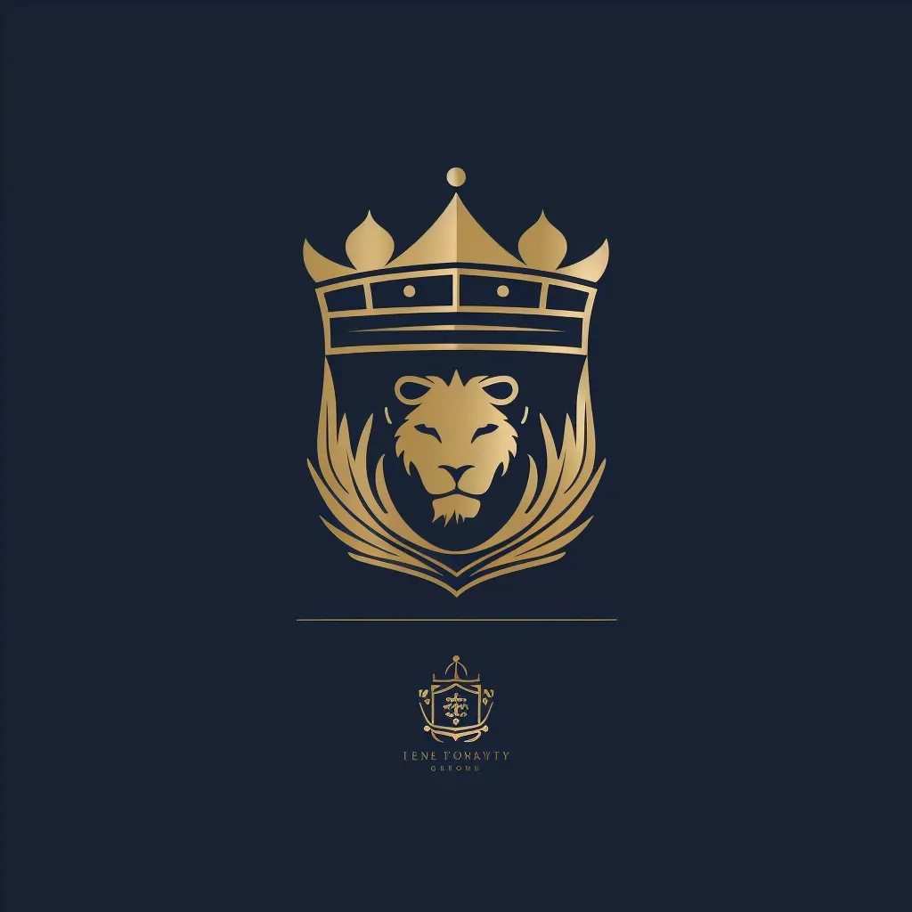 Elegant and sophisticated logo for a wealth management firm with a lion crown icon in gold and navy - Image 4