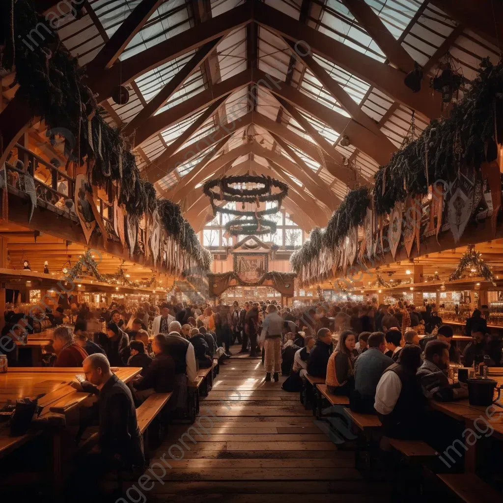 Oktoberfest beer tents with traditional decor and lively crowds - Image 3